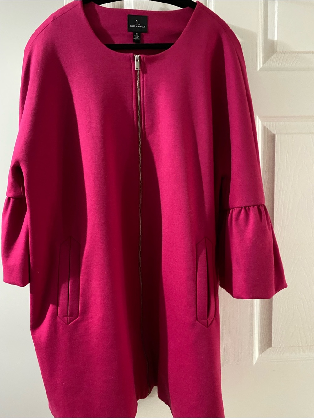 Jules & Leopold Fuchsia Zip-Front Coat Blazer